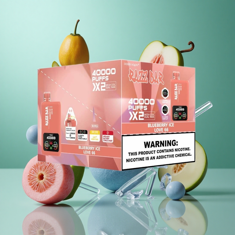 Blåbær Is Razz Bar 40000 Puffs Skjermvisning og Type-C Lading_Love 66