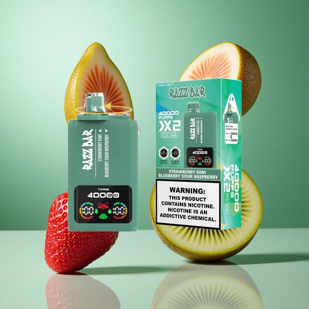 Jordbær Kiwi & Blåbær Sur Bringebær Razz Bar 40000 Puffs Skjermvisning