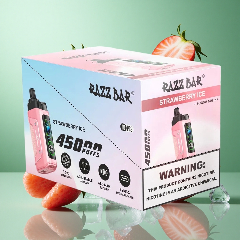 Jordbær Is Razz Bar 45000 Puffs Justerbar Luftstrøm