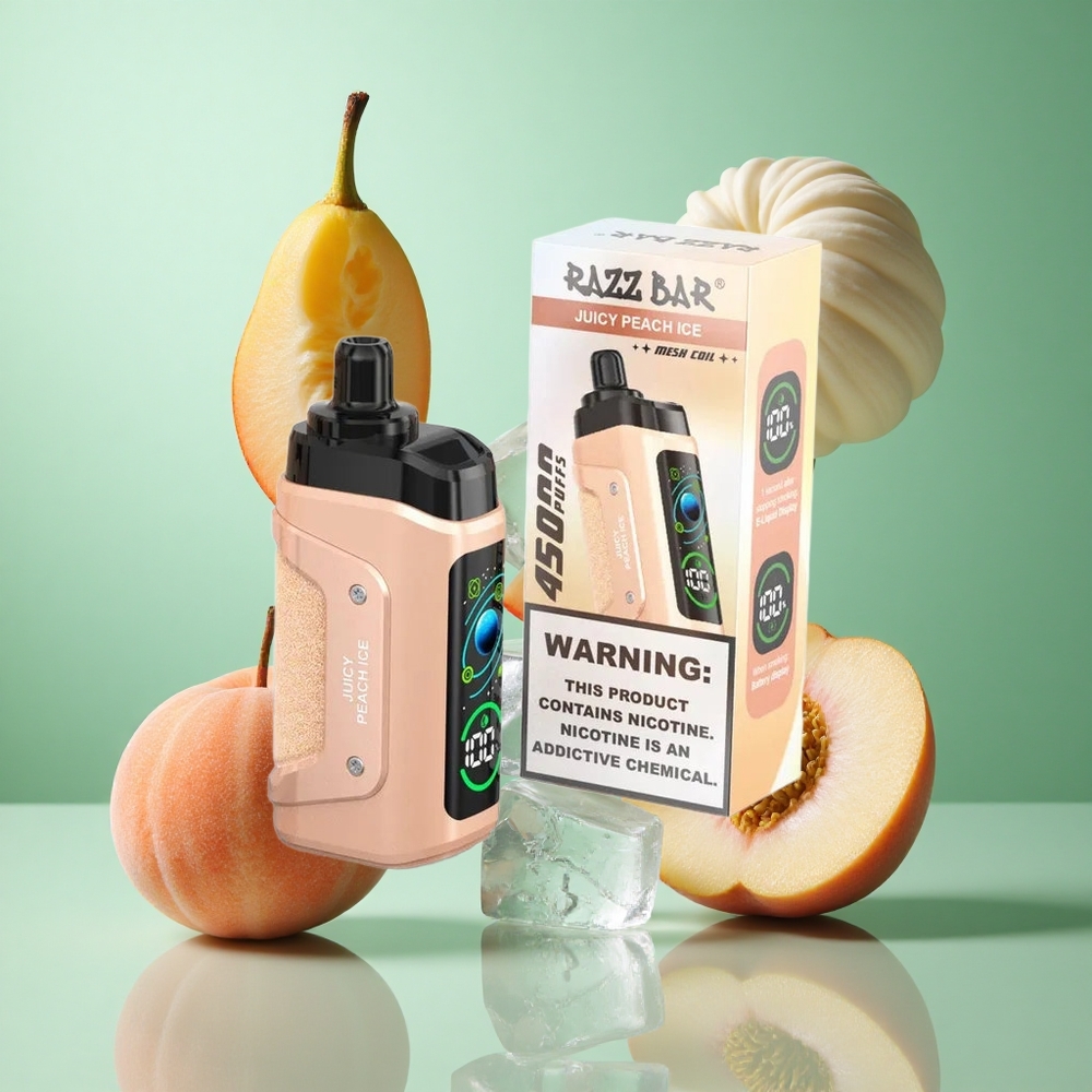 Saftig Fersken Is Razz Bar 45000 Puffs Justerbar Luftstrøm
