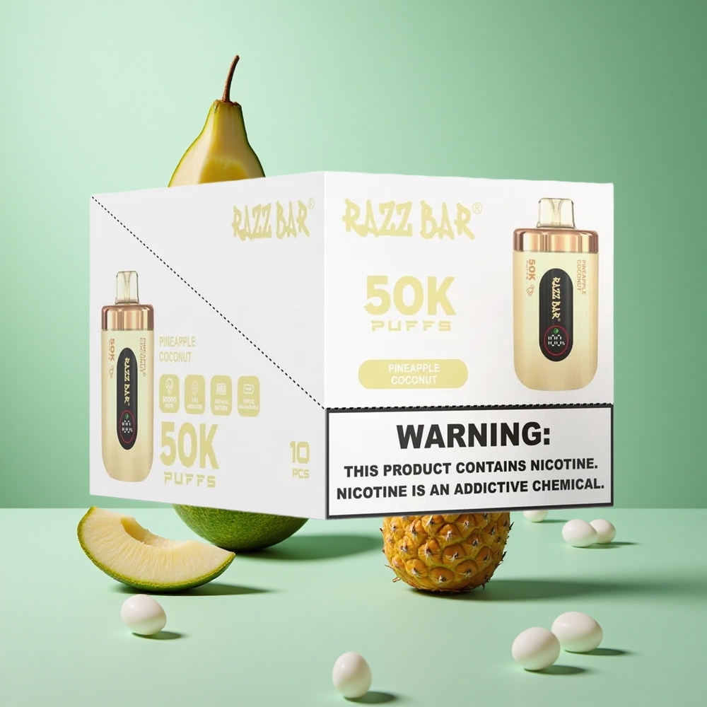 Ananas Kokos Razz Bar 50K Puffs Oppladbar E-sigarett med 2% Nikotin