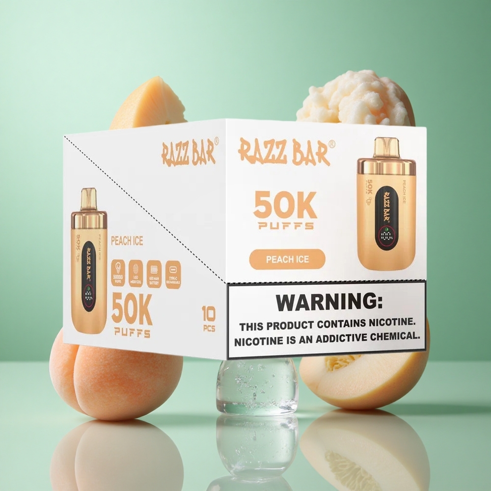 Fersken Is Razz Bar 50K Puffs Oppladbar med Type-C