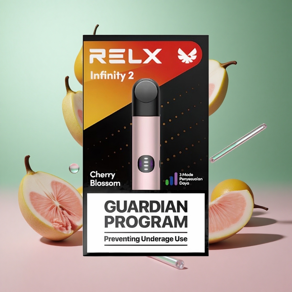 Rosa Relx Infinity 2 E-sigarett med 1,9 ml kapasitet og metallisk finish