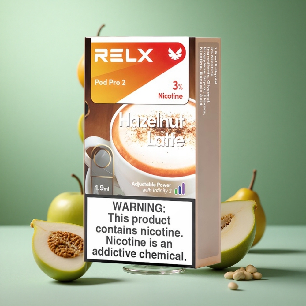 Hasselnøtt Latte RELX Pod Pro 2 med 600 puff og 3% nikotin