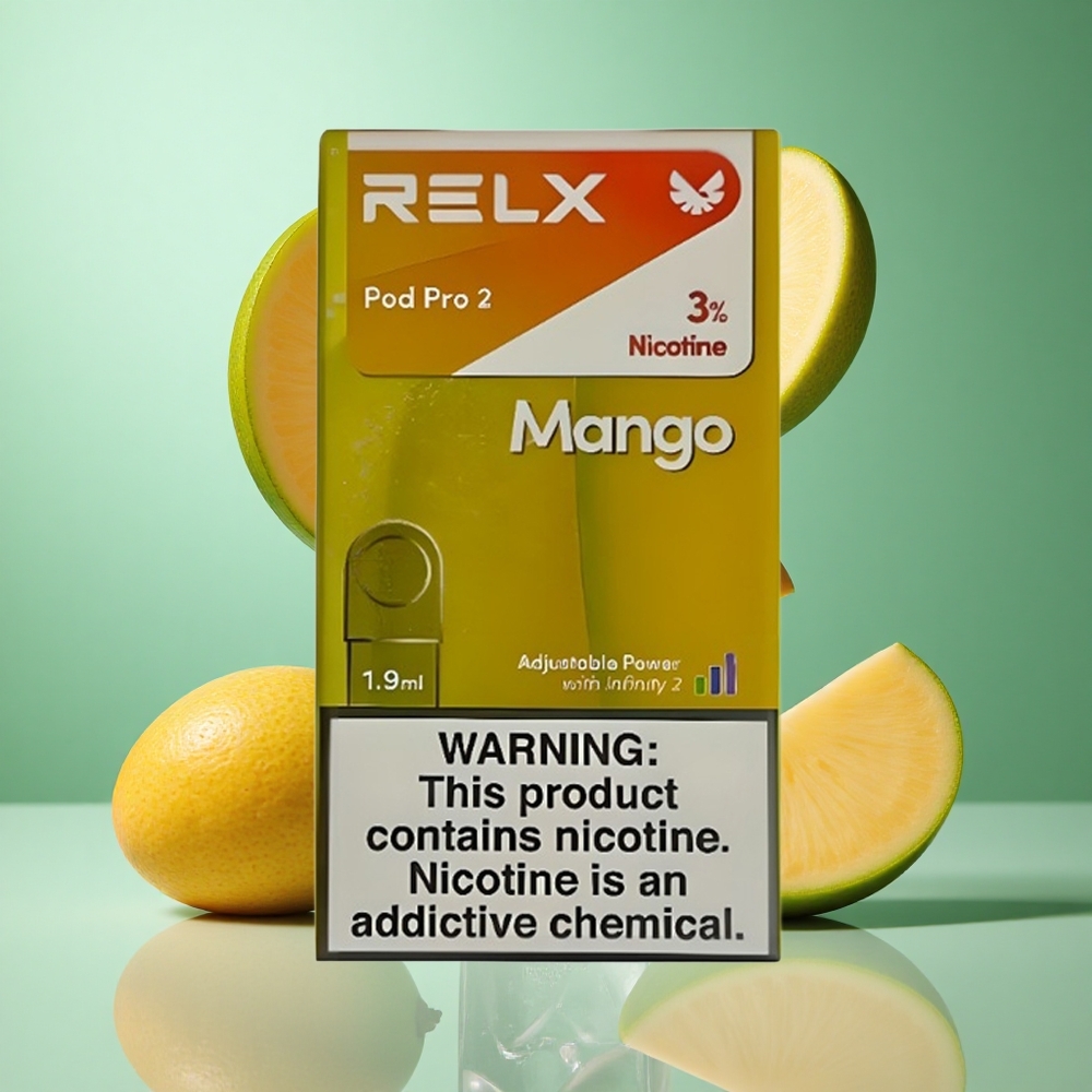 Mango Is RELX Pod Pro 2 med 3% Nikotin og 1.9ml Kapasitet