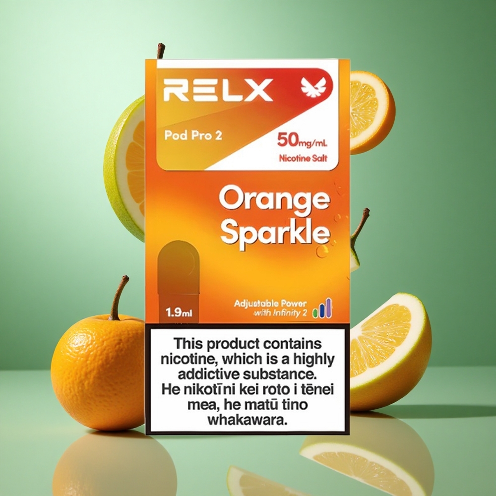 Oransje Gnist RELX Pod Pro 2 med 5% Nikotin og 600 Puff