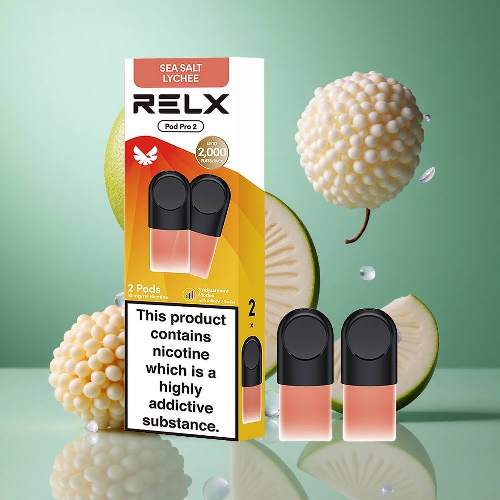 Relx Pod Pro 2 Vape-enhet Sjøsalt Litchi med 1,9ml kapasitet og 1,8% nikotin