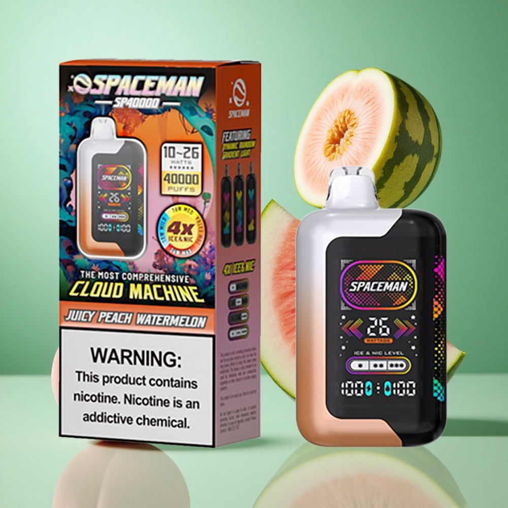 Saftig Fersken Vannmelon SMOK SPACEMAN SP40000 20ml Ultra-Stor LED